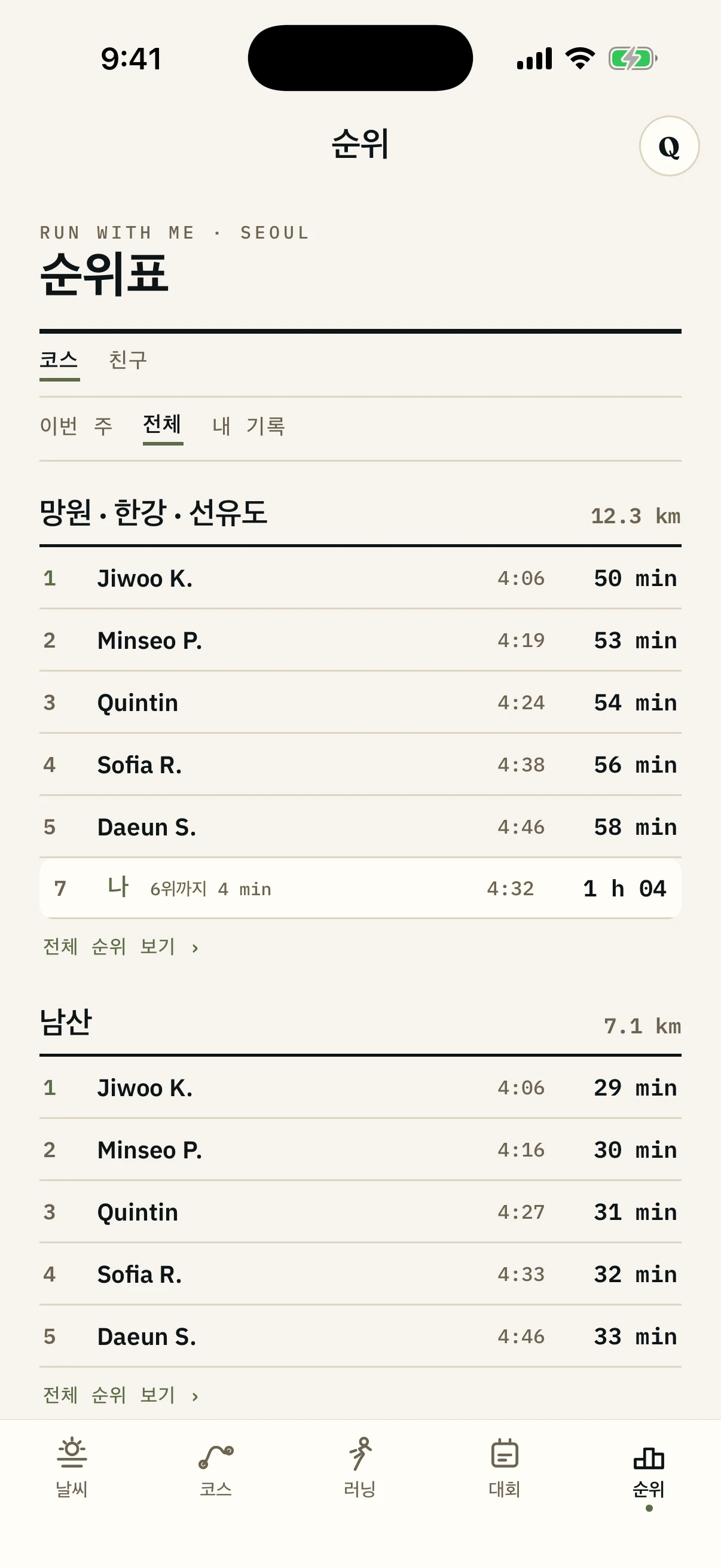내 코스, 내 라이벌.